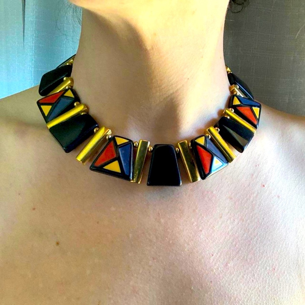 VINTAGE 80’s Signed Napier Chunky Gold Choker Necklace